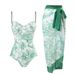 Women's Conservative One Piece Swimsuit Slimming Retro Print Underwire Hard Pouch Chiffon Long Dress_ecoleips.com
