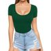Women's Clothing Sexy Low Round Neck Short Sleeve Slim Fit T Shirt Waist Top T Shirt_ecoleips.com