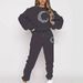 Women's Casual Two Piece Set Fleece Lined Thick Fashion Print European American Style Autumn Winter Clothing_ecoleips.com