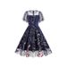New 2025 Women's Retro Embroidered Mesh Dress round Neck Short Sleeve Heavy Duty European And American Style Party Wear_ecoleips.com