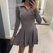 Aria Basics Aria Basics 2024 European And American Foreign Trade Autumn New Style Solid Color Waist-Cinching Long-Sleeve_ecoleips.com