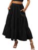 Women's Summer Bohemian Pleated A-Line Flared Tiered Midi Skirt With Pockets, Flowy & Swishy 2026_ecoleips.com