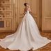 Women's Clothing Elegant Satin A-Line Wedding Dress With Lace Detailing – High Waist Bridal Gown For Boho & Classic Brides (White/Ivory, Sizes 2-16)_ecoleips.com