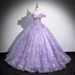 Women's Clothing Elegant Off-Shoulder Purple Ball Gown For Vocal Performances & Galas – Flowing Tulle Dress With Corset Lacing (Violet, XS-XXXL)_ecoleips.com