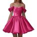 Elegant Satin Off-Shoulder Cocktail Dress A-Line Short Party Wear for Birthdays And Evening Events Women's Clothing_ecoleips.com