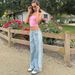 2025 European and American style cross border new fashion loose side pull wide leg women's jeans female 702_ecoleips.com