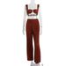 Women's Spring/Summer Two-Piece Set: Pleated Backless Vest With Straight-Leg Pants_ecoleips.com