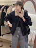 girl Girl Girl 2025 Winter New Korean Style Patchwork Lamb Wool Turn-down Collar Padded Workwear Parka Jacket For Women Casual Warm_ecoleips.com
