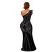 Women’s Clothing women's fashion heavy industry hot diamond sexy one shoulder oblique collar banquet dress long skirt dress female_ecoleips.com