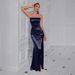 Women's Clothing New High End Banquet Evening Dress Fashionable Temperament Sexy Slim Tube Top Pleated Slit Dress_ecoleips.com