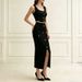 Summer New Women's Knitted Two Piece Set Sleeveless Short Vest Slit Max Skirt Slimming Cross Border Exclusive_ecoleips.com