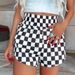 Women's Clothing Summer New High Waist Shorts Fashion All Match Color Matching Checkerboard Checkered Print Casual Pants For Women_ecoleips.com