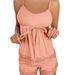 Cross-Border European And American Style Pajamas Ribbed Sexy Camisole Shorts Solid Color Elegant Women's Homewear_ecoleips.com