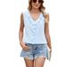 European And American Cross-Border Trade 2026 Chiffon Shirt Sleeveless V-Neck Pleated Ruffle Loose Women's Top_ecoleips.com