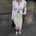 Women's Lace Patchwork Midi Skirt Solid Color Satin Trim European American Style Cross Border Summer New 2025_ecoleips.com