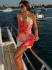 TARUXY One-shoulder Sexy Printed Dress Draped Swinging Collar Beach Vacation Mini Dress Elegant Sleeveless Female High Waist_ecoleips.com