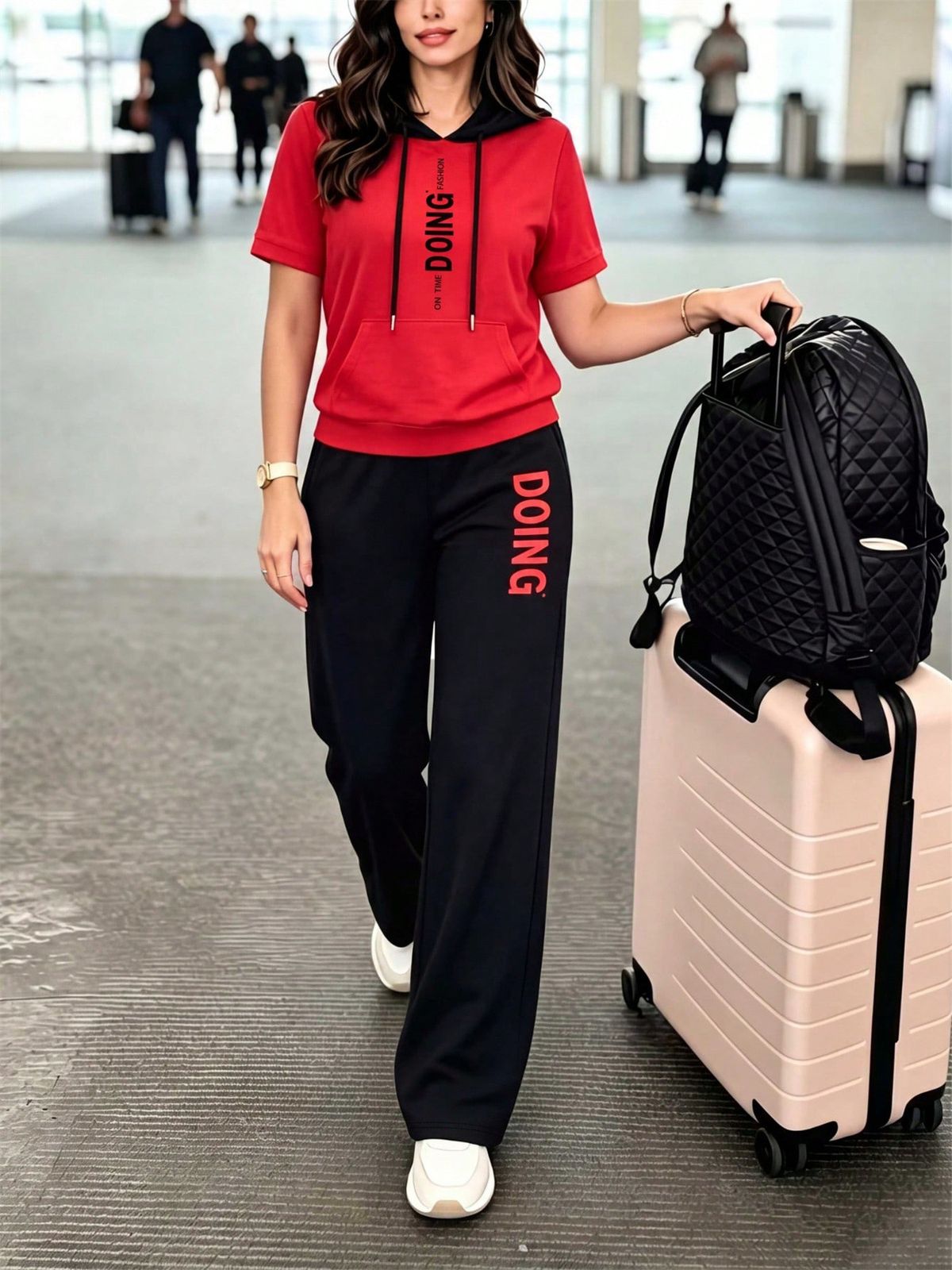 Women's Spring/Summer Short Sleeve Two Piece Set Fashion Trendy Casual Spot Goods_ecoleips.com