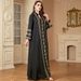 4178 Women's Robe Embroidered Patchwork Long Long-sleeved European And American Style Dress_ecoleips.com