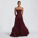 Strapless Waist Cinching Long Evening Dress Three Dimensional Petal Pleats Large Skirt Train European And American Style for Women_ecoleips.com
