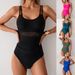 Women's Clothing New One Piece Swimsuit Women's One Piece Mesh Splicing Swimsuit Bikini Bikini_ecoleips.com