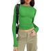 1pcs Four Seasons Fashion Senior Women T-shirt Long Sleeve Crew Neck Solid Slim Fit Tee Ladies Crop Top Daily Streetwear Camis_ecoleips.com
