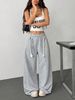 Women's High Waist Flared Joggers With Ruffle Detail & Drawstring - Soft Wide Leg Lounge Pants For Casual Wear_ecoleips.com