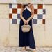 Women's Clothing Spring New Women's Wear Elegant Halter Cross Back Contrast Color Dress_ecoleips.com