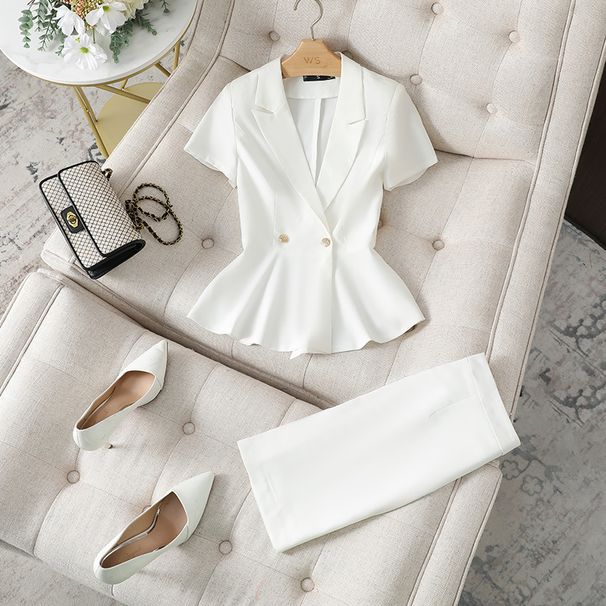 Women’s Clothing Black Short Sleeved Suit Jacket For Women Thin Summer Temperament Professional Suit Hotel Front Desk Work Clothes Suit Formal Wear_ecoleips.com