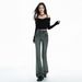 2025 American Retro|High Street Double Button|Long Pants|Extra Long|Elastic Slight Flare Jeans For Women_ecoleips.com