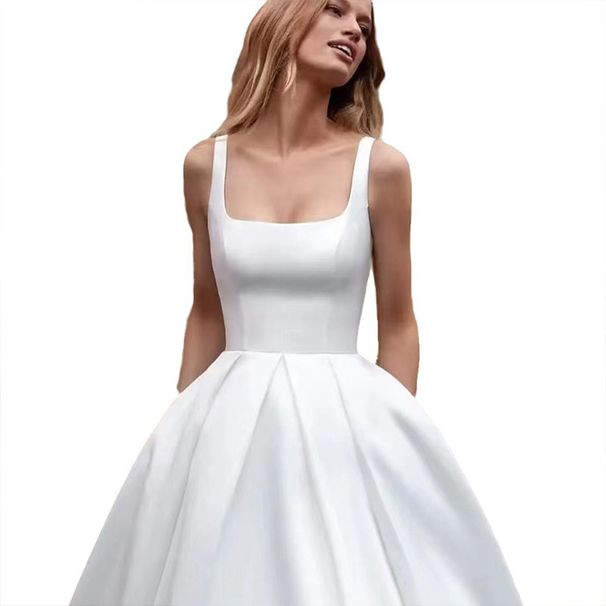 Women's Clothing Light Wedding Dress High End Sense Of Certificate White Dress Satin Simple Outdoor Travel Forest Style Graduation Dress_ecoleips.com