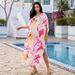Rayon Printed Positional Print Beach Vacation Loose Sun Protection Cover-Up_ecoleips.com