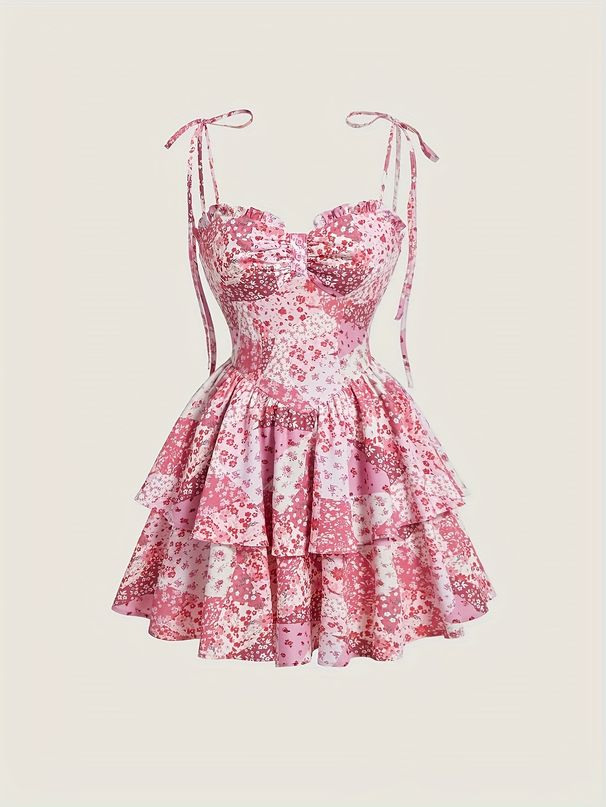 Women's Clothing Retro Red Double Layer Hem Dress Autumn Skirt _ecoleips.com