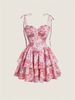 Women's Clothing Floral Sling Cake Skirt Retro Red Double Layer Hem Dress Women's Skirt Autumn New Style_ecoleips.com