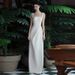 Satin Wedding High-End Strapless Light Luxury Simple Elegant Engagement Ceremony Reception Slimming Outdoor Travel Shoot_ecoleips.com