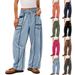 Women's Loose Fit Wide Leg Pants With Drawstring Waist, Soft Cotton Casual Trousers For Everyday Comfort, Elastic Cuff Joggers_ecoleips.com