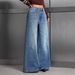 Women's Studded Jeans Style Retro Washed Casual Loose Straight Leg Pants Versatile_ecoleips.com