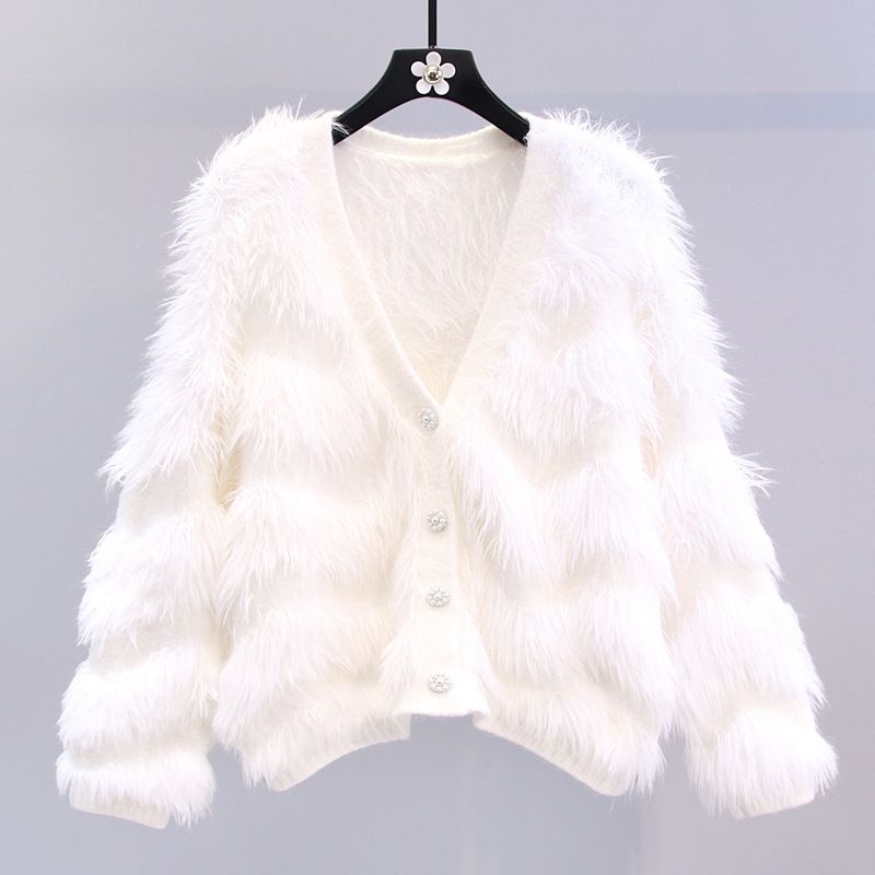Women's Soft Fleece Cardigan – Cozy V-Neck Knit Sweater For Autumn & Winter_ecoleips.com