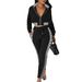 Women's Clothing Spring And Autumn Fashion Casual Suit Navel Baring Zipper Top Pattern Pattern Splicing Pants Two Piece Set For Women_ecoleips.com