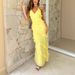 Women's Elegant Sleeveless Halter Neck Dress - Solid Color Multi-Layer Ruffle Summer/Autumn Dress (Fashionable & Stylish)_ecoleips.com