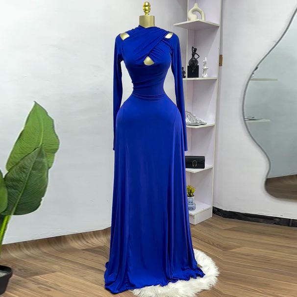 New 2025 Elegant Slimming Hollow out Long Sleeved Dress European American Style High Elasticity Skirt for Women_ecoleips.com