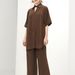 Modest Evening Dress Traditional Middle Eastern Abaya Muslim Outfit Women's Five Sleeve Shirt And Wide Leg Trousers Two Piece Clothing_ecoleips.com