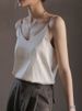 Women Halter V Neck Basic White Cami Spaghetti Strap Top Sleeveless Satin Silk 2026 Tank Tops Women'S Summer Camisole_ecoleips.com