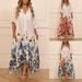 Women's Clothing Positioning Printed Short Sleeved Long Irregular Shirt Dress_ecoleips.com