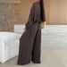 Women's Solid Color Long Sleeve Casual Shirt Set Two Piece Outfit Loose Fitting Spring Autumn Summer Fashion by European American Designers_ecoleips.com