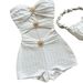 White Women's Slim Fit Jumpsuit Knit Metallic 2025 Cross Border European And American Hot Selling Vacation Style_ecoleips.com
