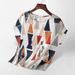 Women's Clothing Ice Silk Fabric New Large Size Women's Summer T Shirt Loose Slim Middle Aged Mother's Dress Printed Temperament Tops For Women_ecoleips.com