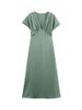 HH Women Elegant Solid Satin Dress Sexy V Neck Short Sleeve Midi Dress 2025 New Fashion Summer Lady Holidays Party Dress_ecoleips.com
