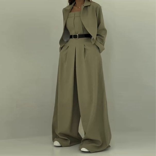 Women's Strapless Waist Cinching Jumpsuit Long Sleeved Outerwear Set European And American Style_ecoleips.com