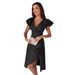 Women's Clothing V Neck Sexy Wood Ear Short Sleeved Tight Dress_ecoleips.com