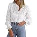 Elegant Lace Blouse With Button Front & Flutter Sleeves – Breathable Polyester Top For Women, Spring & Summer Wardrobe Essential_ecoleips.com